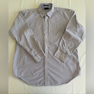 Lincs Men’s Blue Brown Check Button-Down Dress Shirt